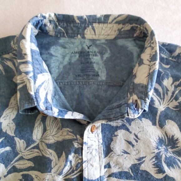 American Eagle Outfitters Men's XXL Slim Fit Tropical Button Down Shirt - Picture 8 of 9